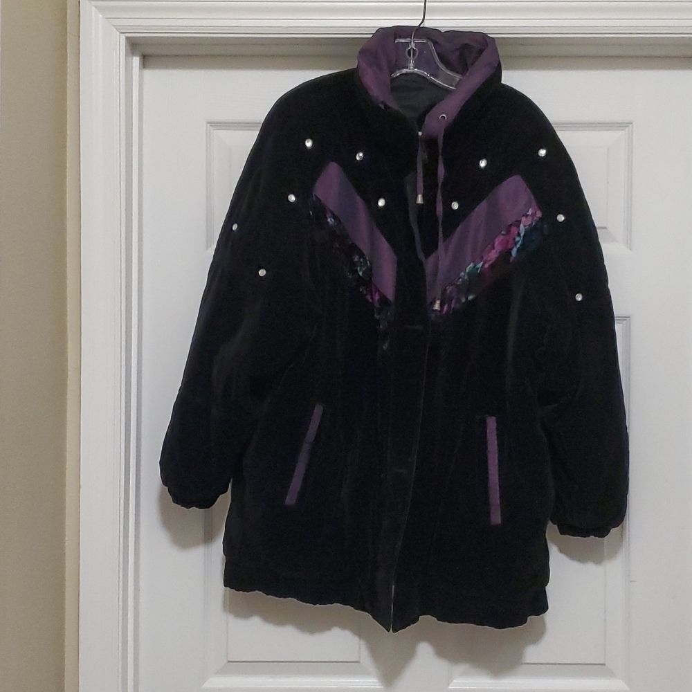 👍Current Seen black velvet puffer jacket womens 18W